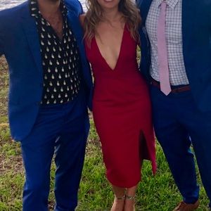 n/Nicholas magenta deep v dress